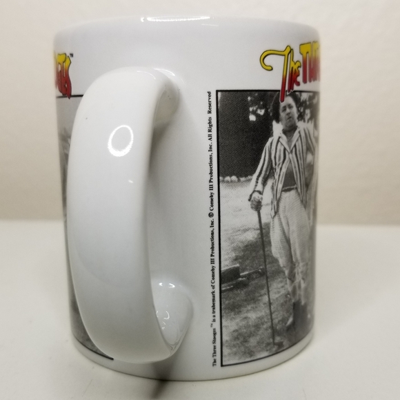 The Three Stooges Coffee Mug‎ Tea Cup Larry Moe Curly Golf Scene 10oz - Picture 2 of 8